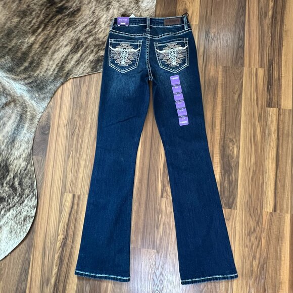 NEW ROCK & ROLL Denim Midrise Bootcut Aztec Longhorn Women's Riding Jeans 26x34 - Picture 5 of 12